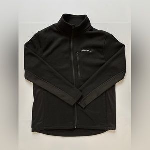 Eddie Bauer Men’s Medium Full Zip Black Fleece-Lined Knit Jacket